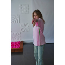 Футболка жіноча кулір преміум Oversize подовжена DA-TI Pink with a stripe Рожева S/M Футболка жіноча кулір преміум Oversize подовжена DA-TI Pink with a stripe Рожева S/M