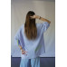 Футболка жіноча стрейч-кулір преміум Oversize подовжена DA-TI Blue with a stripe Блакитний L/XL Футболка жіноча стрейч-кулір преміум Oversize подовжена DA-TI Blue with a stripe Блакитний L/XL