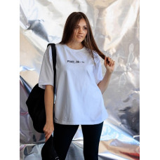Футболка жіноча кулір преміум Oversize DA-TI inscription on the chest White S/M Футболка жіноча кулір преміум Oversize DA-TI inscription on the chest White S/M