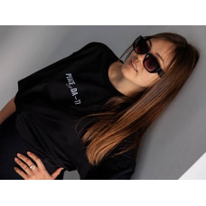 Футболка жіноча кулір преміум Oversize DA-TI inscription on the chest Black L/XL Футболка жіноча кулір преміум Oversize DA-TI inscription on the chest Black L/XL