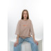 Футболка жіноча кулір преміум Oversize  DA-TI inscription on the chest Бежевий L/XL