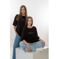 Футболка жіноча кулір преміум Oversize DA-TI inscription on the chest Brown S/M Футболка жіноча кулір преміум Oversize DA-TI inscription on the chest Brown S/M