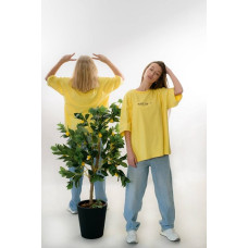 Футболка жіноча кулір преміум Oversize DA-TI inscription on the chest Yellow S/M Футболка жіноча кулір преміум Oversize DA-TI inscription on the chest Yellow S/M